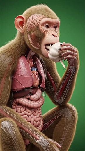 What does it do to a monkey when it eats garlic? #Monkey #Anatomy #3DAnimation #animals #اكسبلورexplore