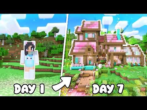 💜7 DAYS To Build a STARTER HOUSE In Minecraft!
