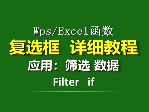 超级酷炫又实用！复选框控制动态表头字段，加筛选数据。复选框设置方法，详细教程，从设置到应用，适合初学者，提高进阶者，wps职场办公必备技巧免费教程Filter