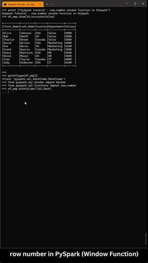 PySpark row number window function - 002 #pyspark