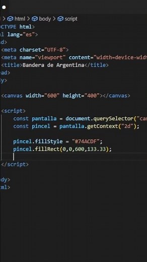 🇦🇷🚀Crea la Bandera de Argentina con HTML5 y JAVASCRIPT en tan solo 1 Minuto😲💻