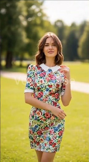 Stylish Floral Mini Dress Look | Outdoor Fashion Inspiration 🌸✨ #ootd #ai #fashion #shorts #viral