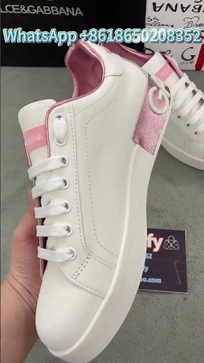 D-olce & Gabbana Calfskin nappa Portofino sneakers in White Pink #Dolce&Gabbana