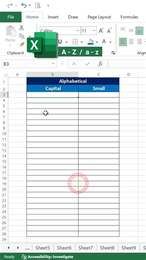 insert alphabetical series in excel #excel #exceltricks #exceltips #exceltutorial #shorts #ytshorts