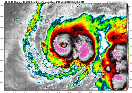 CATEGORY 4 HURRICANE MELISSA NOAA HURRICANE HUNTERS SAMPLING MELISSA... ...LIFE-THREATENING AND CATASTROPHIC FLASH FLOODING AND LANDSLIDES EXPECTED IN PORTIONS OF JAMAICA AND SOUTHERN HISPANIOLA THROUGH MIDWEEK... SUMMARY OF 800 AM EDT...1200 UTC...INFORMATION ---------------------------------------------- LOCATION...16.3N 76.4W ABOUT 120 MI...195 KM SSE OF KINGSTON JAMAICA ABOUT 280 MI...450 KM SSW OF GUANTANAMO CUBA MAXIMUM SUSTAINED WINDS...140 MPH...220 KM/H PRESENT MOVEMENT...W OR 270 DEGRE