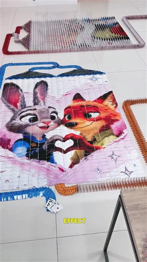 World Record Domino Effect Using ONLY Playing Cards! 🃏✨ #DominoEffect #WorldPeace #DIYCrafts#shorts