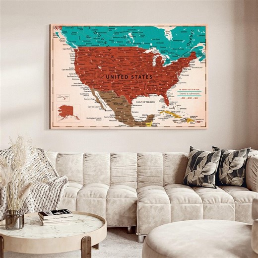 Colorful Push Pin USA Map IV - Etsy