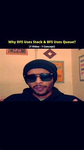 CODER SK on Instagram: "Ever wondered why DFS feels recursive and BFS doesn’t? The answer is Stack vs Queue. Simple DSA logic explained 💡 . . #dsa #softwareengineering #learncoding #reels #codingreels"