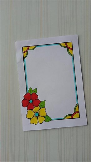 Red & Yellow Flower Border Design/6 easy border design/Project design/Priyanka Gunwal #shorts