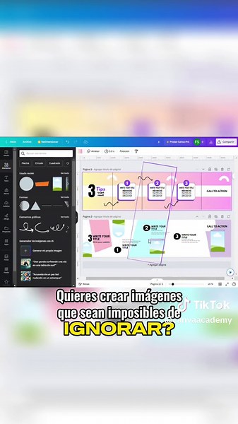 Dividir páginas de tu carrusel continuo en Canva