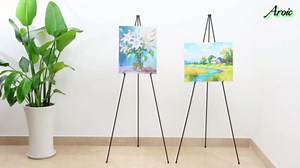 AROIC 63" Easel Stand for Display, 3 Pack Portable Foldable Metal Easel, Easels for Signs Wedding Logos,Arts, Painting,Adjustable Floor Easels with 3 Storage Bag