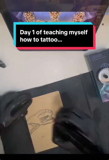 Day 1 of trying to learn how to tattoo…don’t slate the stencil don’t have a printer yet and have to draw my stencils at the moment - please give me any tips…🗣️ #learntotattoo #tattoosartist #learnwithme #tattootok