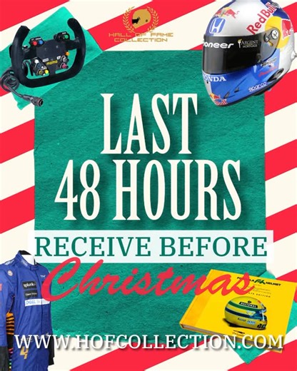 HALL OF FAME COLLECTION on Instagram: "⏰ Last 48 hours 🎅🏻 Final chance to place your order and receive it before Christmas 🎄 Don’t miss the perfect gift for a true motorsport fan 🏁 👉 Order now hofcollection.com #LastChance #ChristmasGifts #MotorsportMemorabilia #F1Gifts #RacingCollectibles #HolidayShopping"