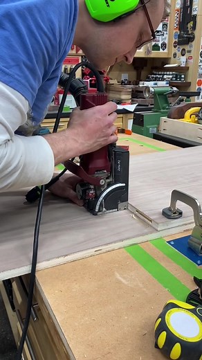 Using the Lamello Zeta P2 to install Clamex p-14 connectors for a media console. The access holes will be hidden in the drawer compartment section of the cabinet. #woodworking #lamellocommunity #kjsawdust | KeithJohnson_CustomWoodworking