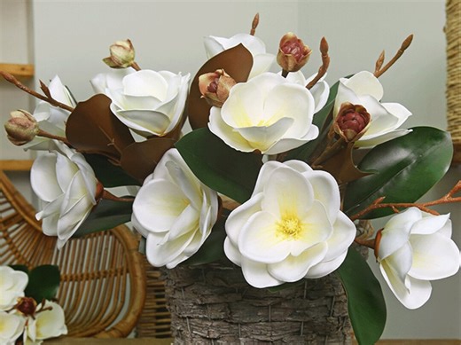 Real Touch Magnolia Bouquet With Buds and Leaves, Artificial Flower Crafts, Home Floral Decor, Wedding Bridal Bloom, Party Table Centerpiece - Etsy