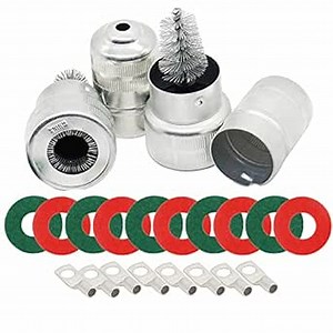 LYCARESUN Battery Terminal Cleaning Brush, Battery Post Cleaner 2PCS, 10PCS Anti Corrosion Fiber Washers Protector Plus 8PCS Steel Wire Lugs 12/10 AWG for Car, Marine Boat