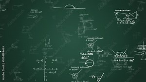 Mathematics Formula And Diagrams background on Green Board Stock Video