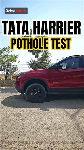 Check out the Tata Harrier's suspension movement through a big pothole