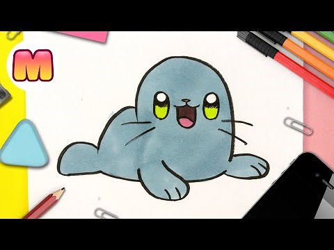 CÓMO DIBUJAR UNA FOCA KAWAII ❤️ Dibujos kawaii de animales ❤️Dibujos fáciles paso a paso