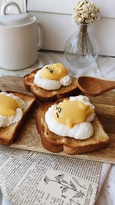 I made gudetama mango pudding toasts 🍳🫶 #gudetama #mangopudding #foodart | Between Spoonfuls