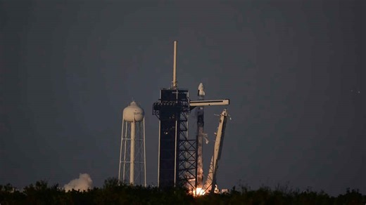 A SpaceX Falcon 9 rocket carrying Crew-10 astronauts lifts off from Launch Complex 39A