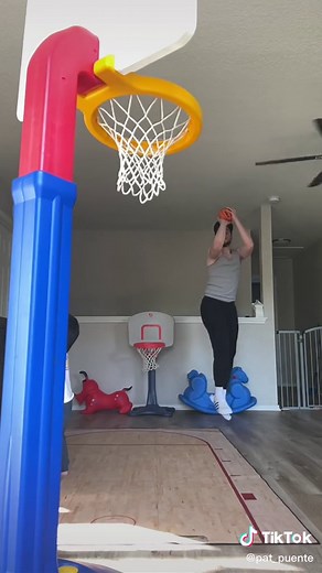 Between the legs double step back with a swish #pat_puente #basketball #ballislife #sports #sport #swish #swoosh #shoot #dribble #anklebreaker #stepback #ballhandling #minihoop #basketballhoop #nba #fyp