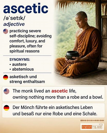 Ascetic: English vocabulary meaning and example