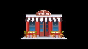 Download Coffee shop with tables and chairs animation for free