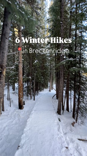 Breckenridge, Colorado Tourism Office on Instagram: "6 Winter Hikes in Breckenridge 📍 Save this reel for the next time you’re in Breck! If you need a break from skiing but still want to get outside, these 6 winter hikes are a great alternative! Remember to bring warm socks, snow boots with great traction (or bring your microspikes along for ensured grip), layers, and a winter coat! These trails are easy to moderate, except for the peaks trail which is for advanced hikers. 1. Sallie Barber Trail