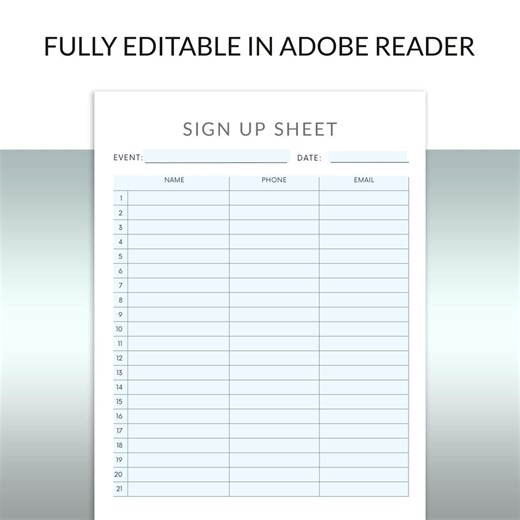 Editable Sign up Sheet, PDF Sign up Template, Fillable Sign-up Form, Event Sign Up, Customizable Registration Sheet Digital Instant Download - Etsy