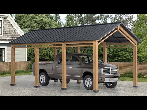 [How-to Install] DIY Sunjoy 11x20 Black Gable Roof Wood Carport/Gazebo Assembly|Carport Installation