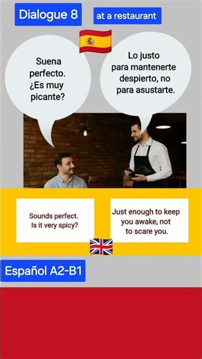 Spanish Restaurant Dialogue for A2–B1 Learners – Quick & Useful Short Conversation #shorts
