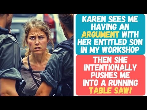 Karen Gets Into My Workshop and Pushes Me Into a Running Table Saw!!!