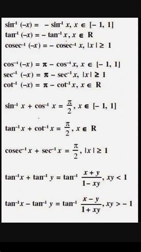 inverse trigonometry formulas || #shorts