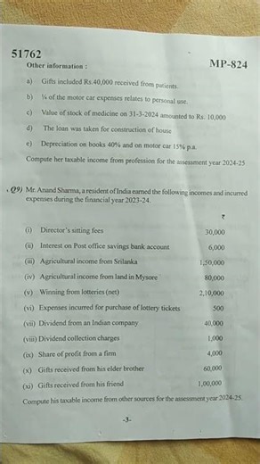 Income tax law and practice 6th sem Bcom May/Jun -2025(NEP 2021-22)