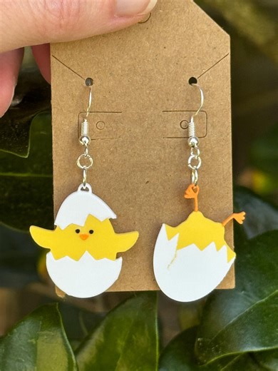 Hatching Chick Easter Earrings | Mismatched Spring Jewelry for Women - Etsy