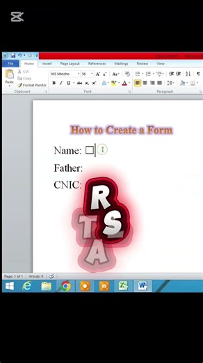 How To Create a Form In Ms Word #msword #mswordforbeginners #youtubeshorts