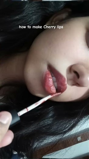 how to make cherry lips #tipsandtricks #makeup