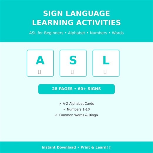 ASL Learning Activities: Sign Language Flashcards & Games (PDF Download) - Etsy