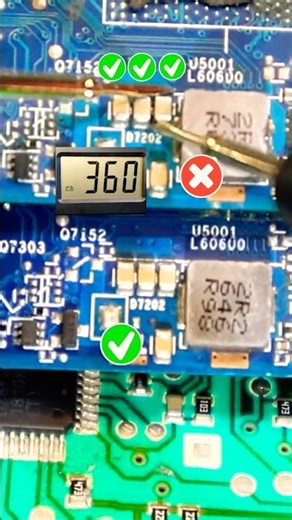 قياس مكثفات البف على وضع الجرس-طريقة المحترفين #shorts #laptoprepair #motherboard