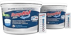 DampRid Hi-Capacity Moisture Absorber Bucket, Fresh Scent, 2 lb. 15.5 oz. & Moisture Detection Strip (2 Pack), Attracts & Traps Excess Moisture