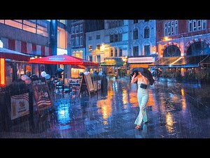 A Rainy Night in London ☔️ Autumn Walk in UK Capital City 🍂 4K Binaural