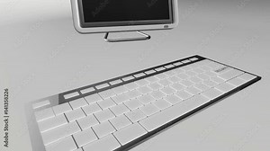 Seamless looping 3D animation of a computer keyboard with a security key pressed red and chrome version