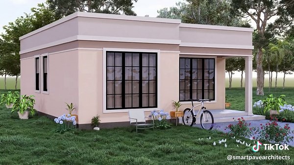 Modern Two-Bedroom Flat Roof House Design Ideas