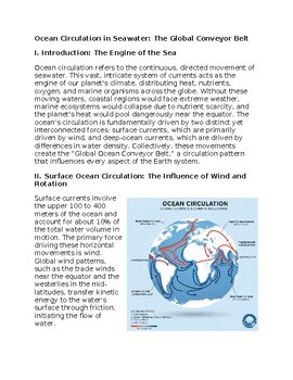 Ocean Circulation in Marine Science Sub-Plan Classwork Homework