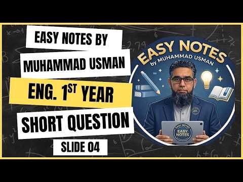 Eng. 1st Year | Unit 3 | Short Question 04 | Easy Notes | Muhammad Usman |