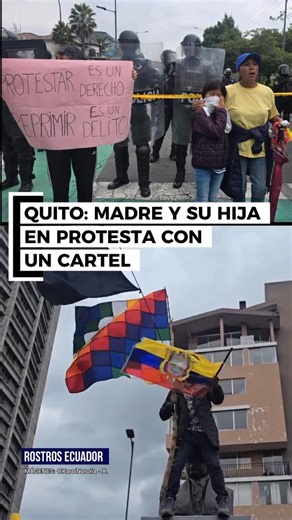 Rostros Ecuador on Instagram: "Marcha en #Quito | A pesar del bloqueo militar y policial en la avenida Napo (sector La Pasteurizadora), manifestantes lograron avanzar hacia El Arbolito, superando el gas lacrimógeno. En El Arbolito, los asistentes, en conmemoración de 533 años de resistencia indígena, izaron una wiphala (bandera andina de siete colores) entre gritos de decenas de personas. Carteles como “Ser indígena no es motivo de vergüenza. Es raíz, historia y orgullo” y consignas como “Protes