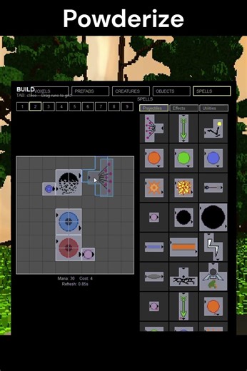 A few spell modifiers in my micro-voxel spell-crafting system