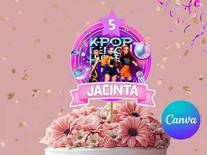 Editable Kpop Demon Hunters Cake Topper Birthday Party Cake Decoration K-pop Huntrix Printable Cake Topper Kpop Anime Cake Topper Digital - Etsy