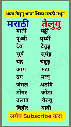 Telugu basic words #marathitotelugu #learnteluguthroughmarathi #learntelugu #telugulearning
